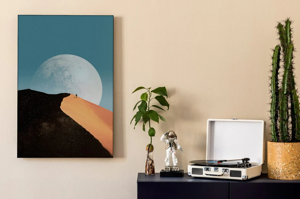 Astronaut and moon wall art