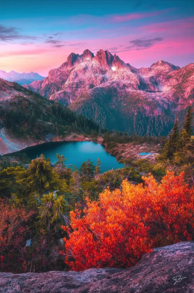Mountain and Lake Landscape Canvas Wall Art 