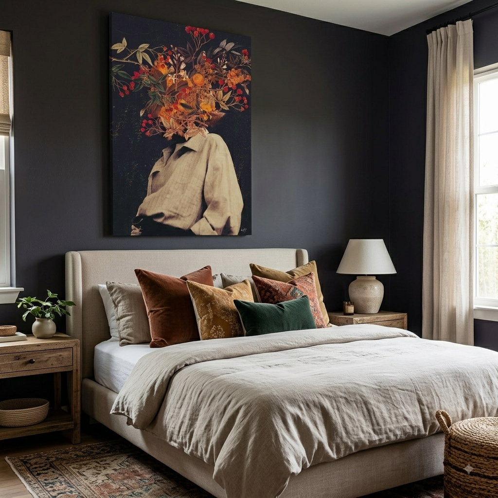 Botanical Canvas for a Cozy Bedroom