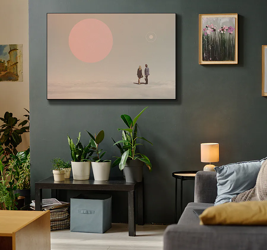Dreamers of Melancholy — Surreal Sunlit Collage large canvas wall art