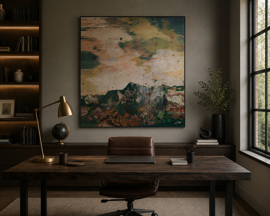 Higher Ground wall art in office space