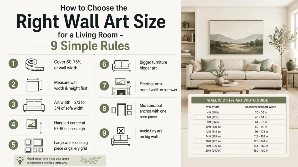 Infographic of wall art size