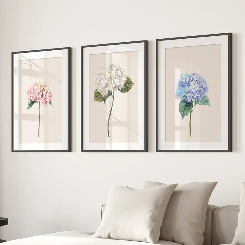 Minimalist Botanical Hydrangea Art