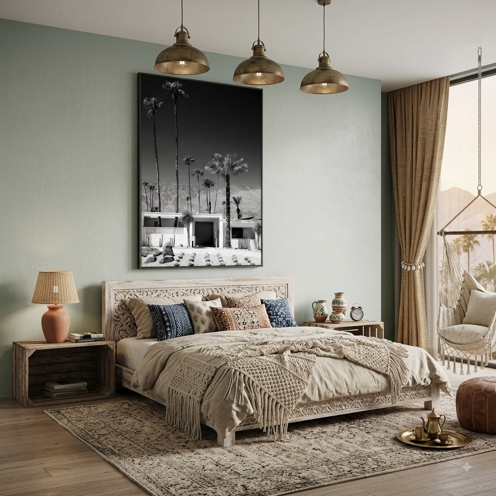 Palm Springs Retro Canvas for a Stylish Bedroom 