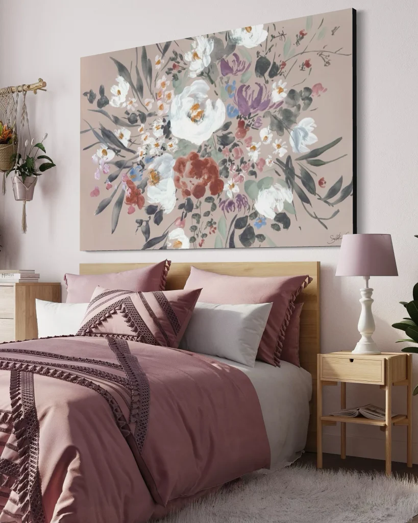 Posy Bouquet — Painted Floral in Muted Tones Large Canvas Wall Art