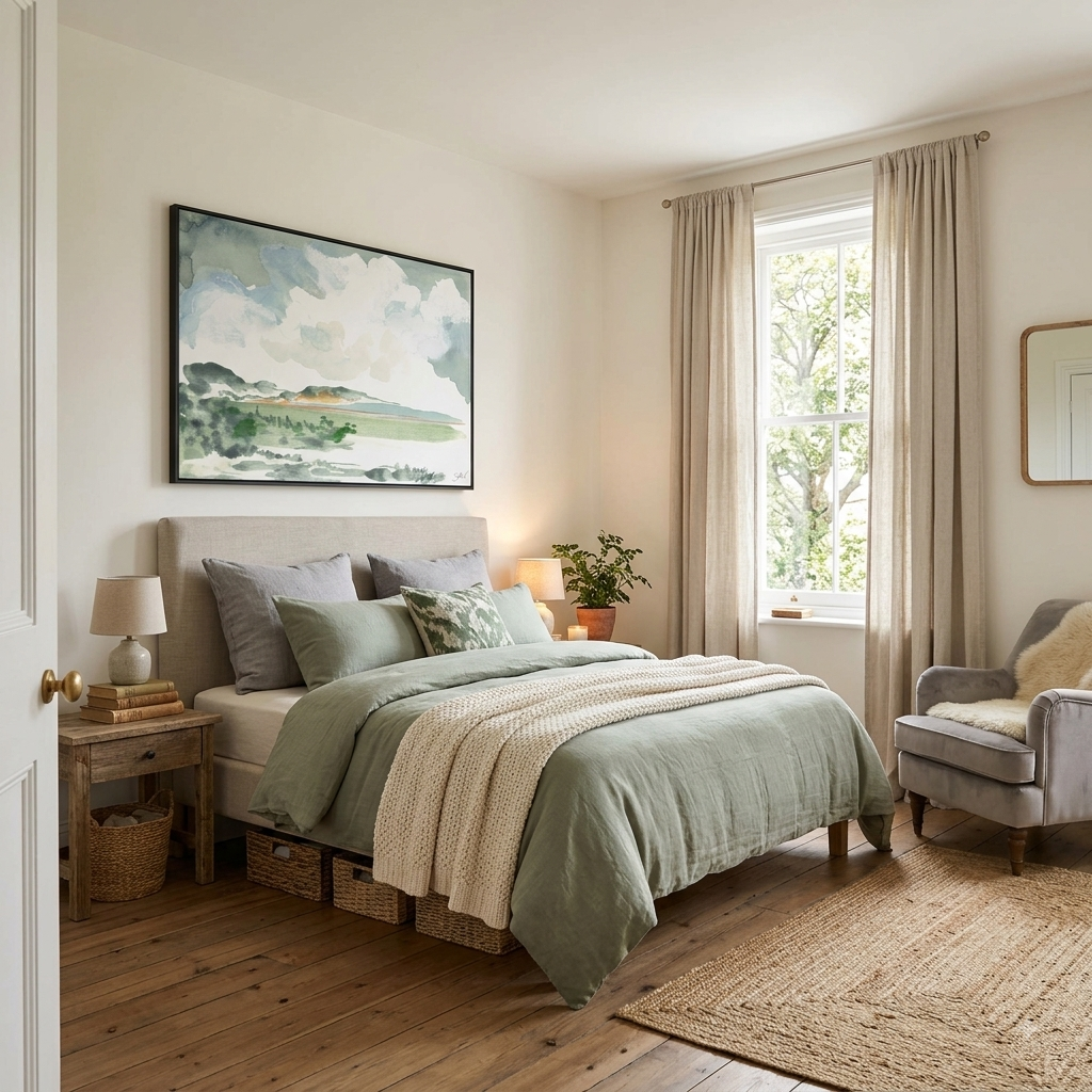 Soft Watercolor Canvas for a Cozy Bedroom