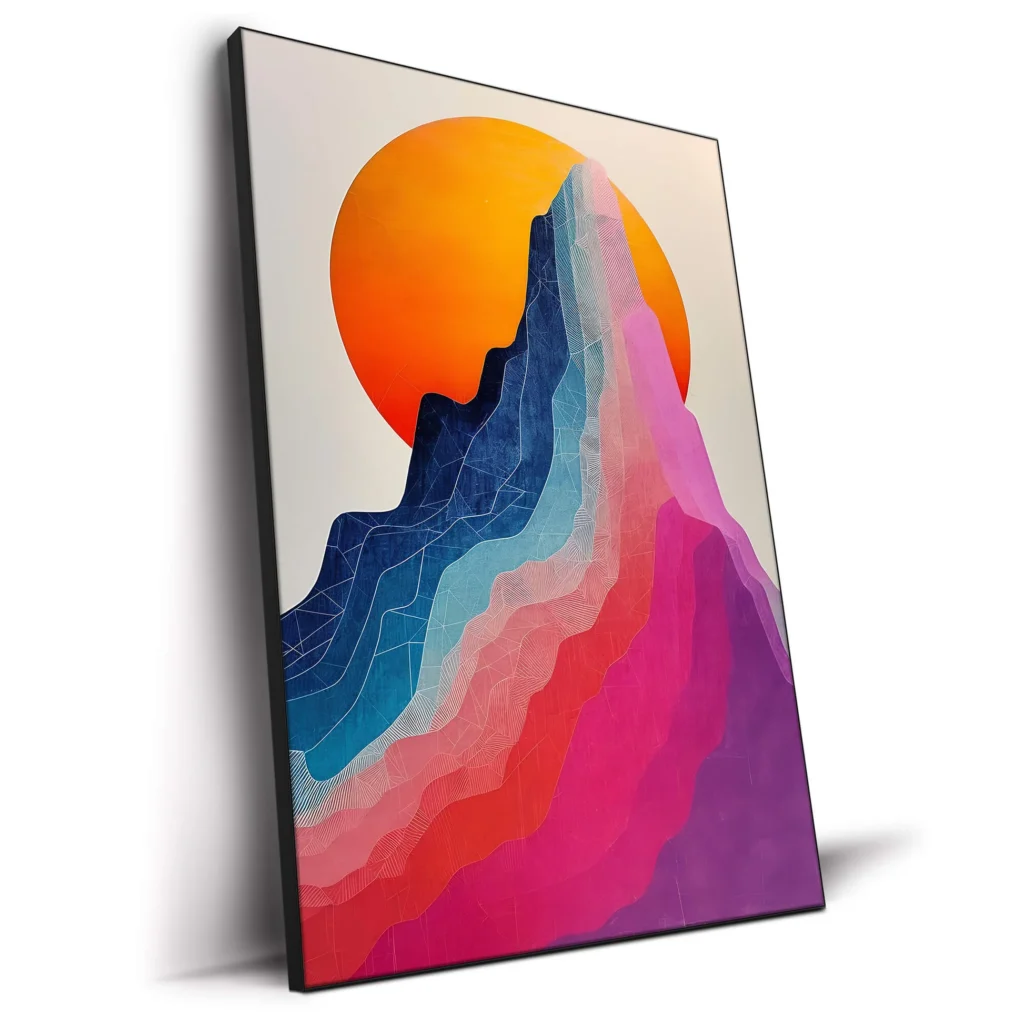 Colorful Mountain and Sun Canvas Print