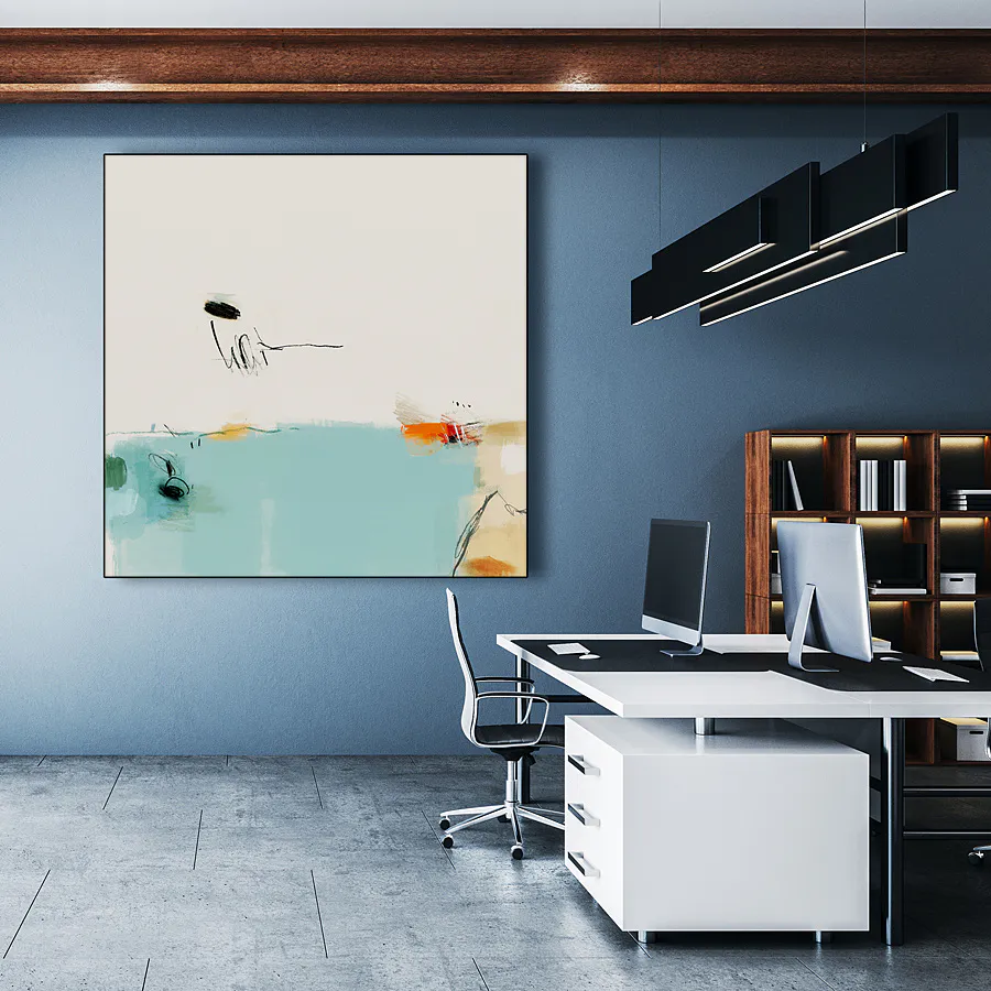 abstract wall art in an office