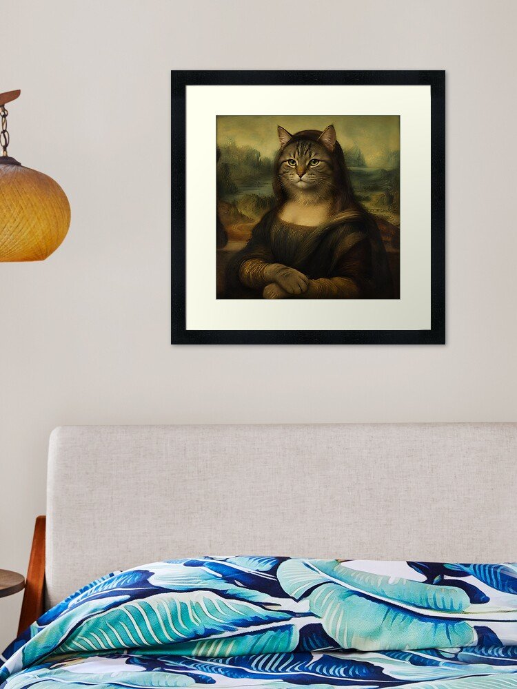 Monalisa cat funny framed art print