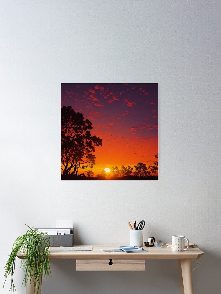 Twilight trees at sunset nature wall art