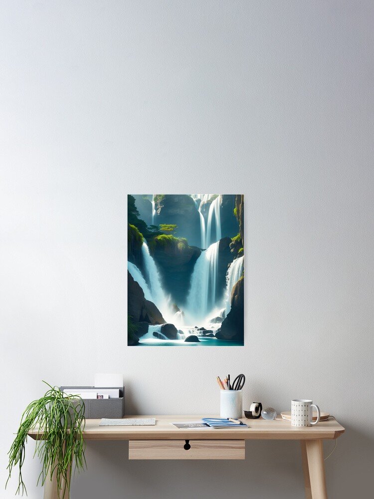 Beautiful waterfall nature wall art poster