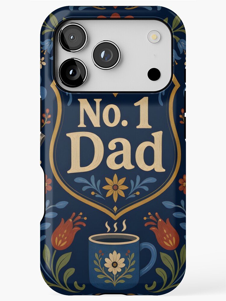 Elemental Folk Art Number One Dad Crest - Father's Day Gift iPhone Case