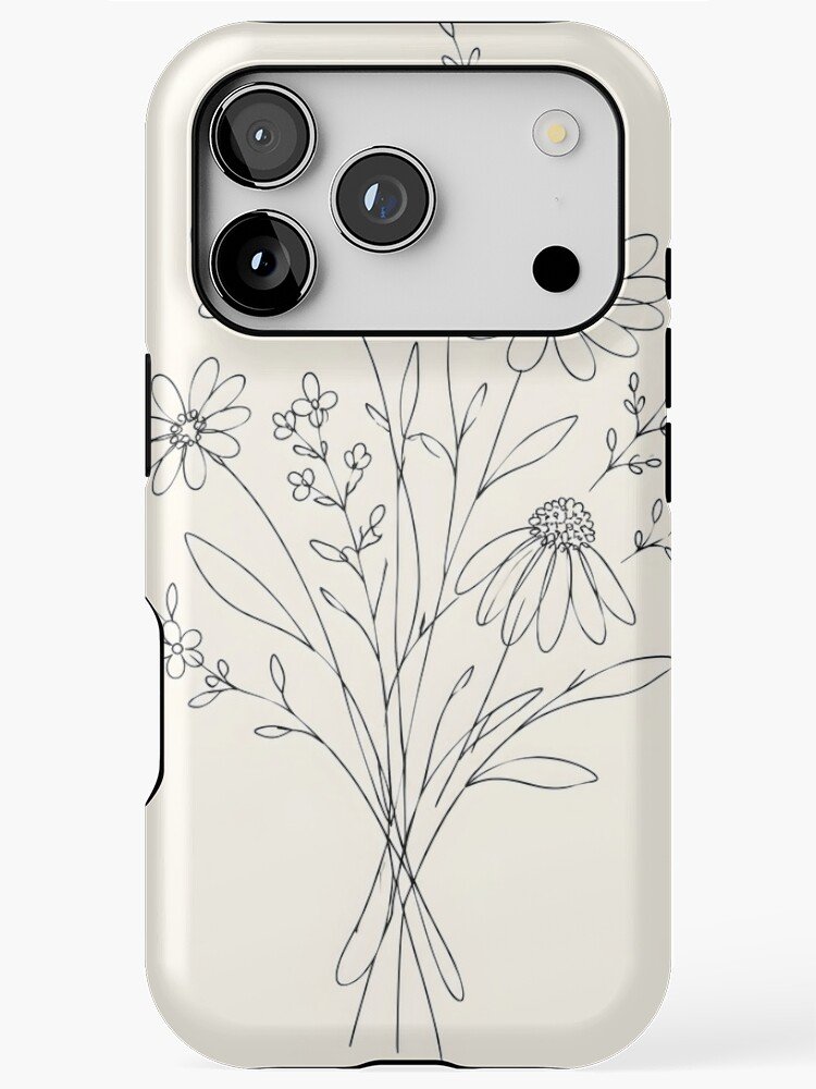 Minimalist Wildflower Line Art iPhone Case