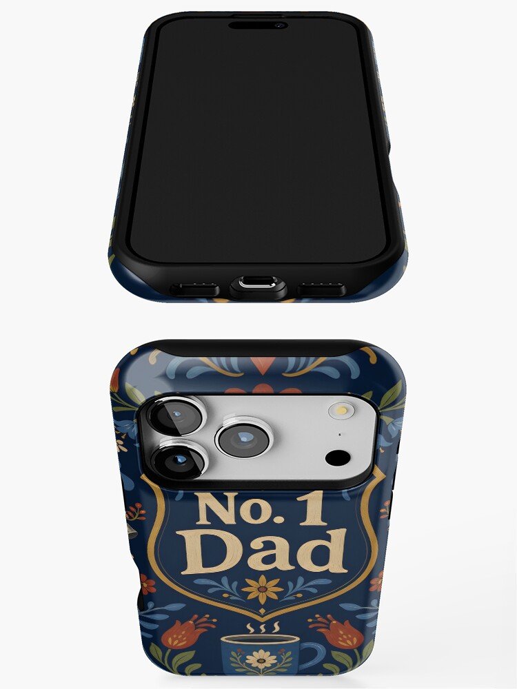 Elemental Folk Art Number One Dad Crest - Father's Day Gift iPhone Case