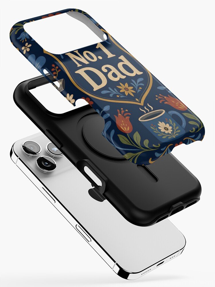 Elemental Folk Art Number One Dad Crest - Father's Day Gift iPhone Case
