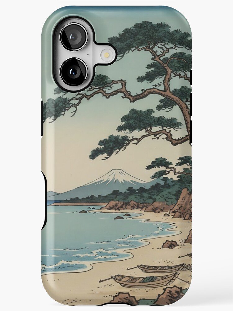 Coastal Pine Trees Japanese Ukiyo-e Art iPhone Case