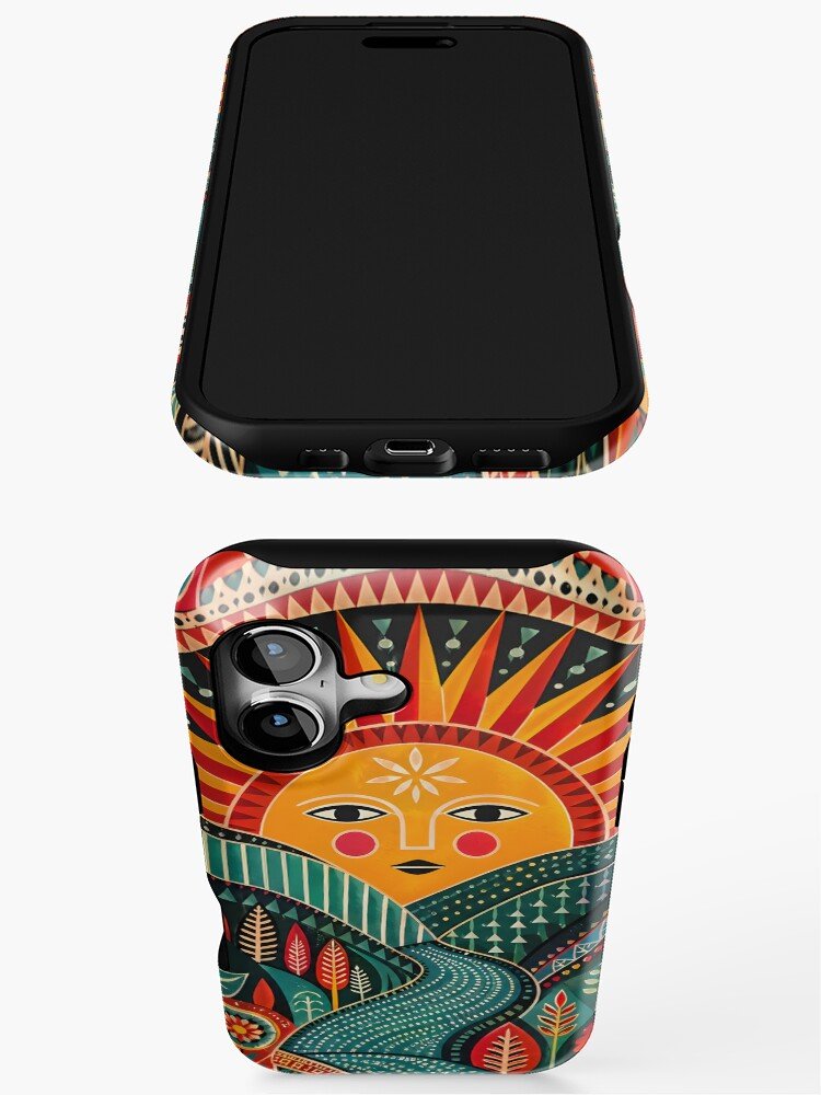 Pattern Play Maximalist Geometric Sun Folk Art Print iPhone Case