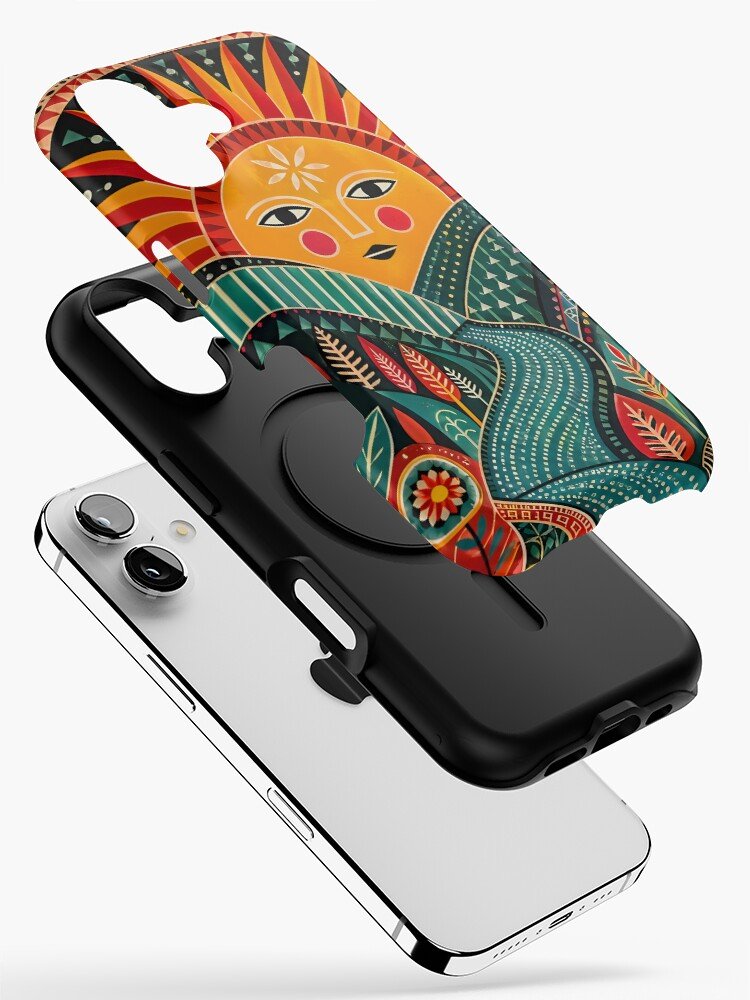 Pattern Play Maximalist Geometric Sun Folk Art Print iPhone Case