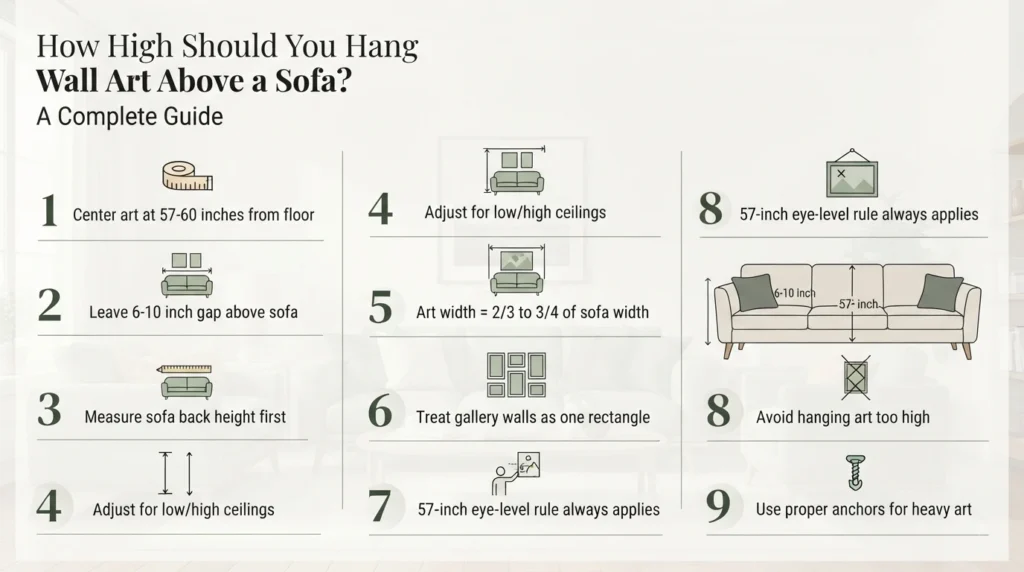 infographic on how to hang wall art