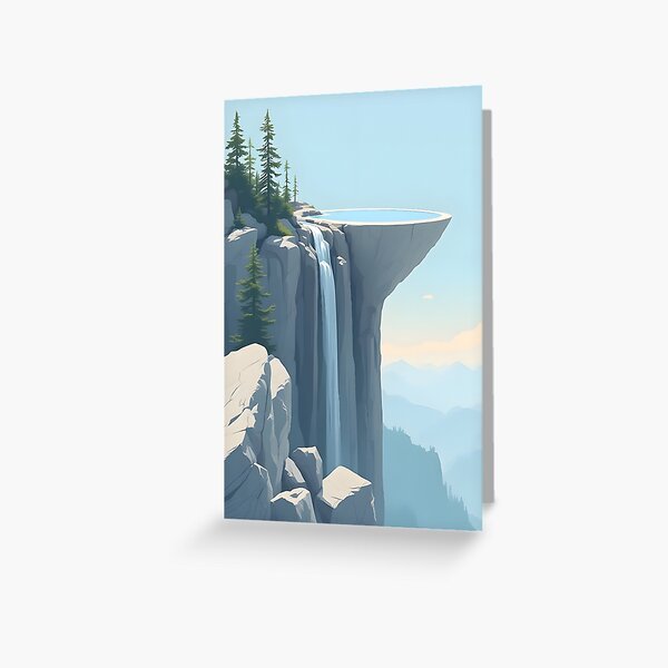 Reverse Waterfall in Guy Billout Style Greeting Card