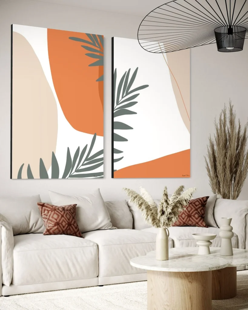 Large Canvas Minimal Tropical Abstract Shapes Wall Art
