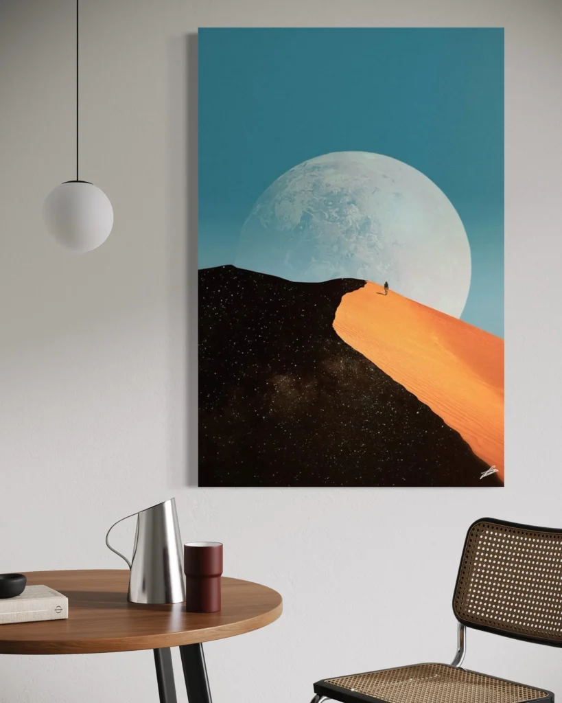 Large Canvas Starry Desert Sand Surreal Collage Wall art