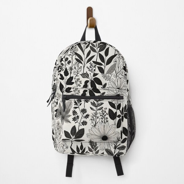 Floral Print black and white backpack