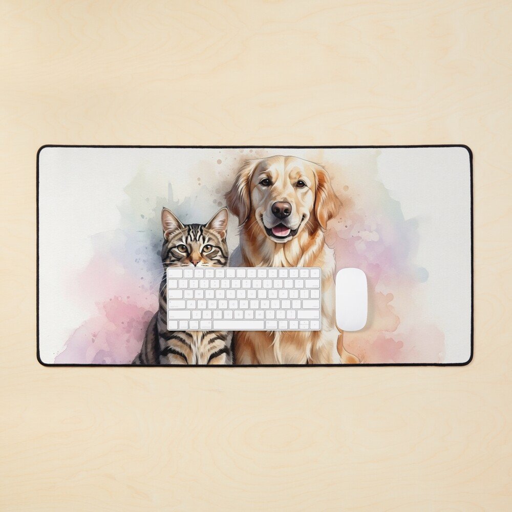cat and dog mouse pad