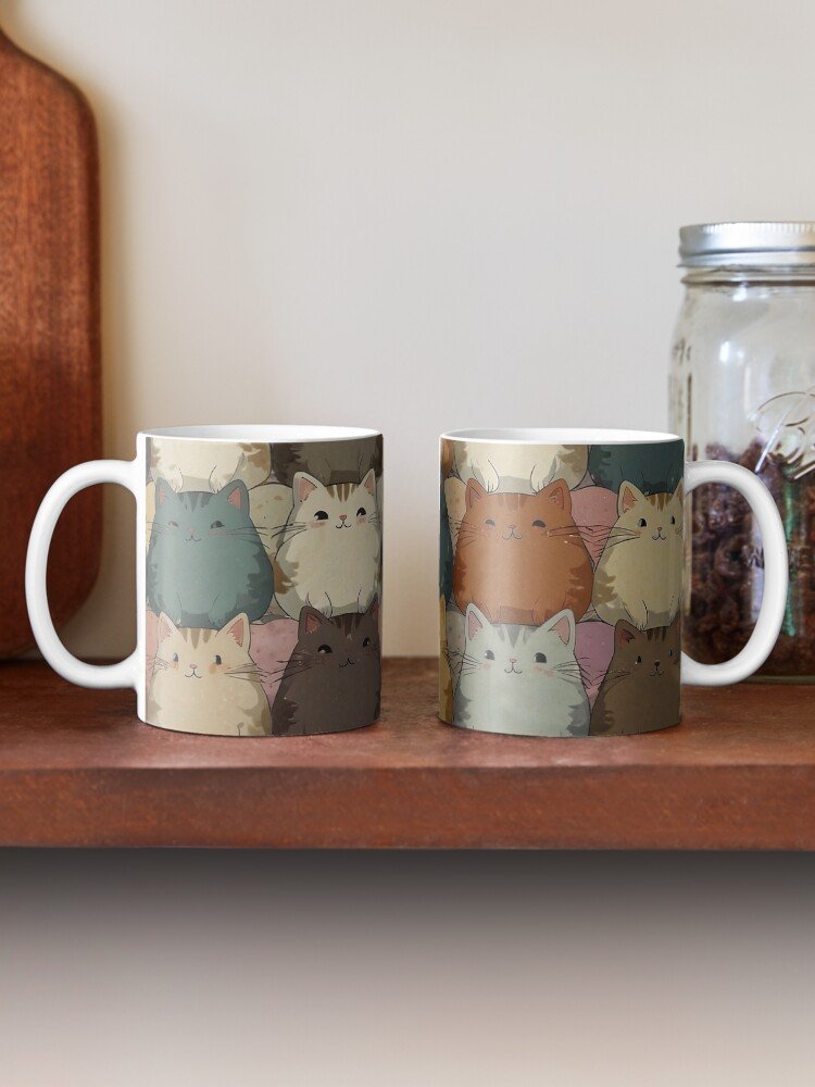 Two Cute Chubby Cats Pattern Mug