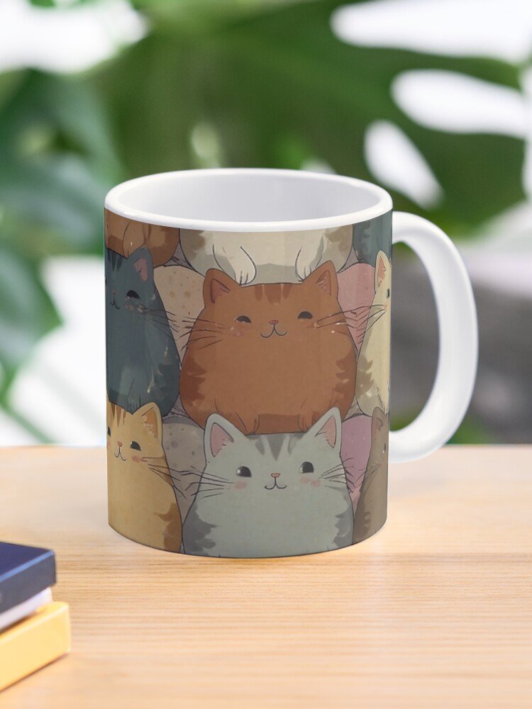 Cute Chubby Cats Pattern Mug