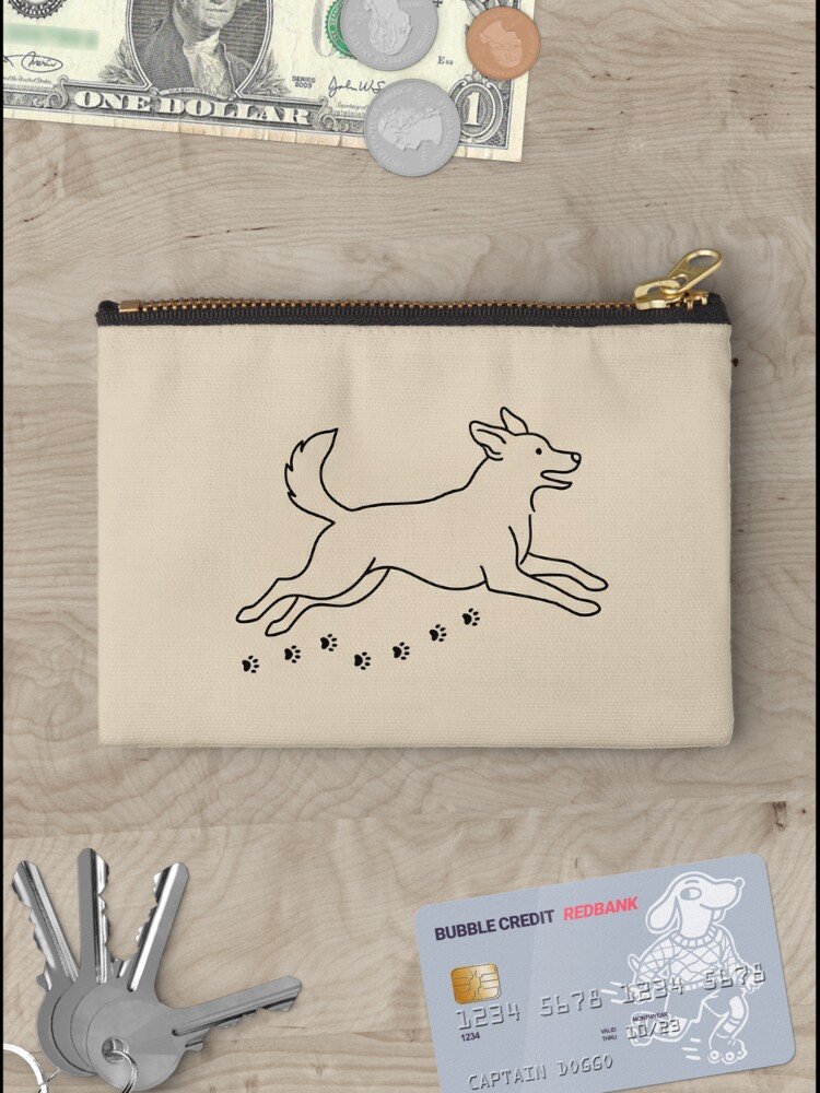 Paws and Pawprints Minimalist Dog Silhouette Pouch