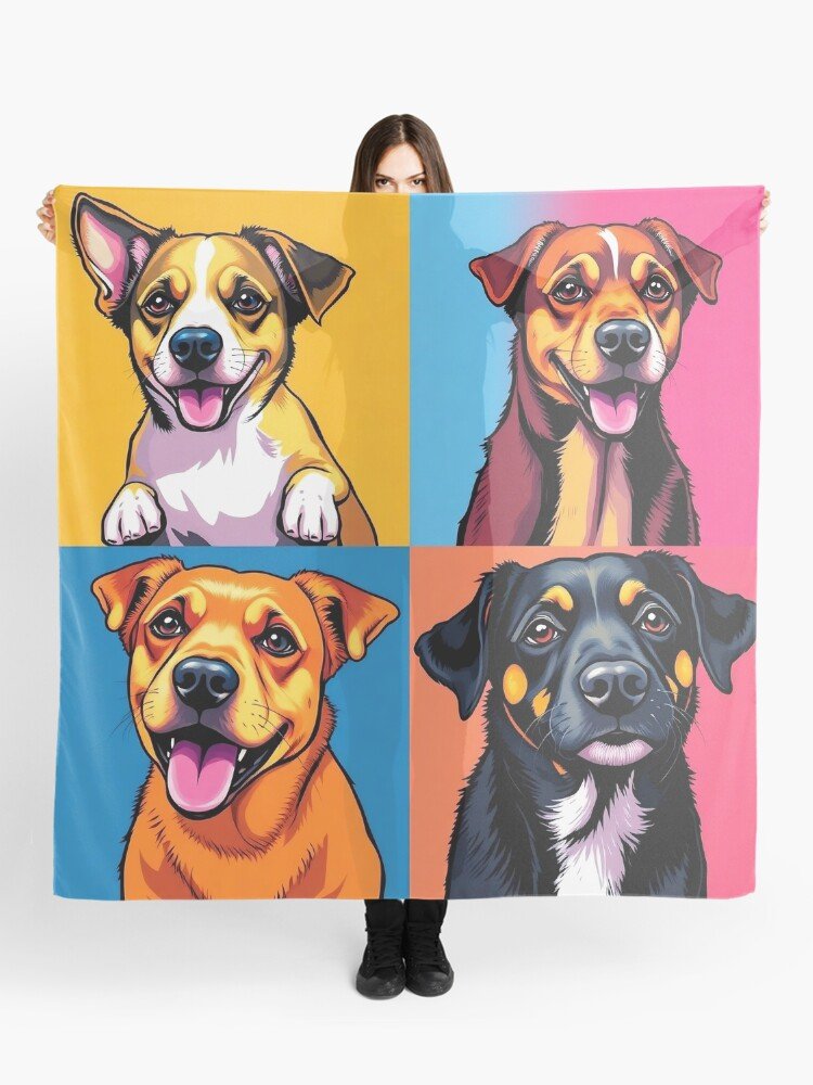 Pet Pop-Art Pet Portrait Scarf