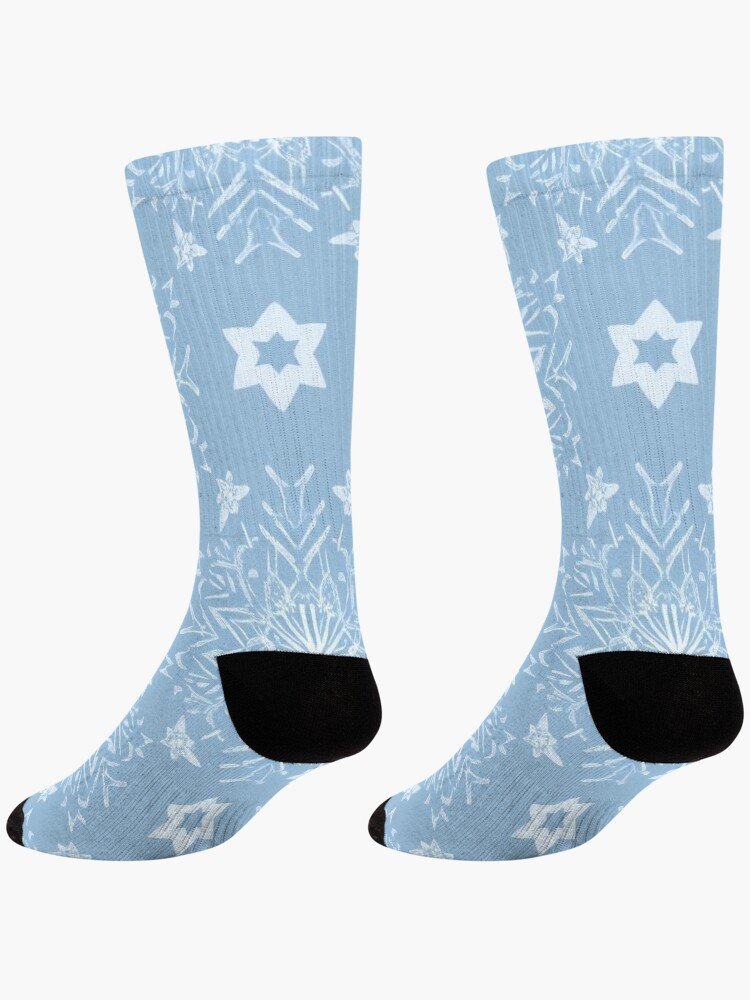 Snowflakes and Stars Winter Pattern Socks backside