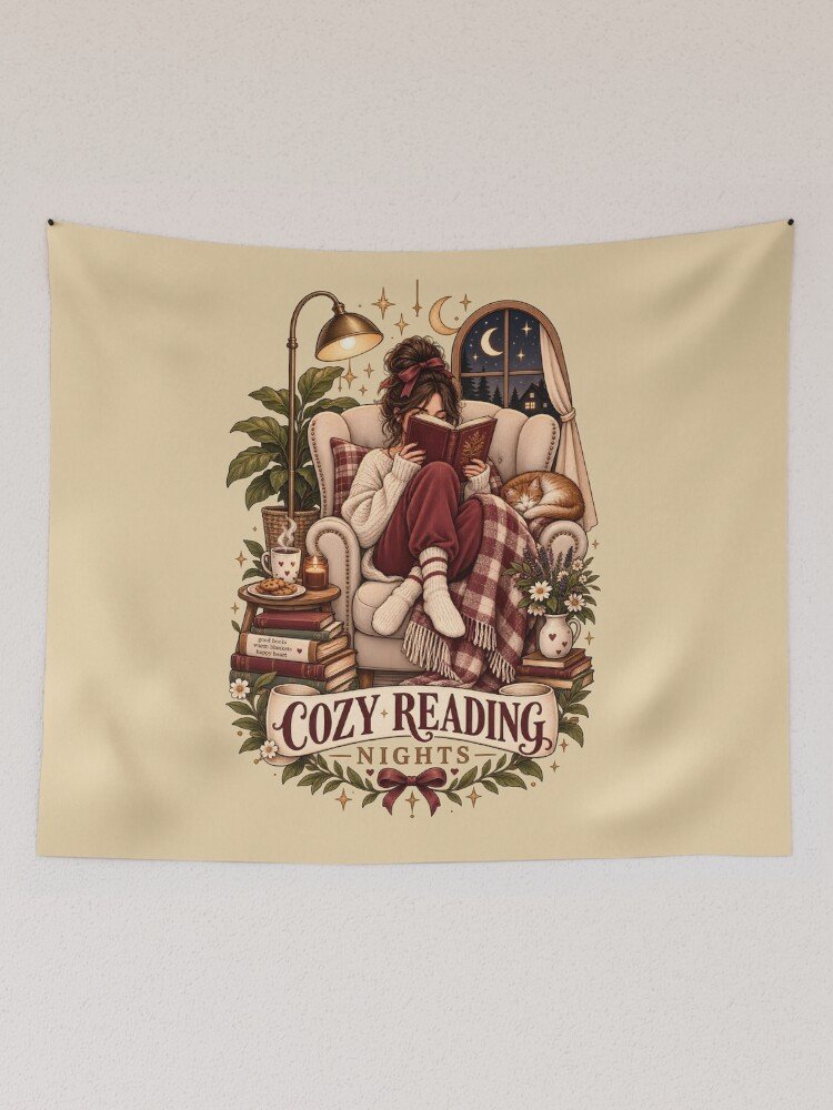 Cozy Reading Nights Wall Tapestry