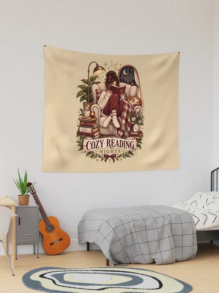 Cozy Reading Nights Wall Tapestry