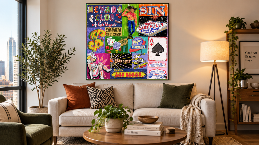 Fabulous Las Vegas wall art in a small apartment room