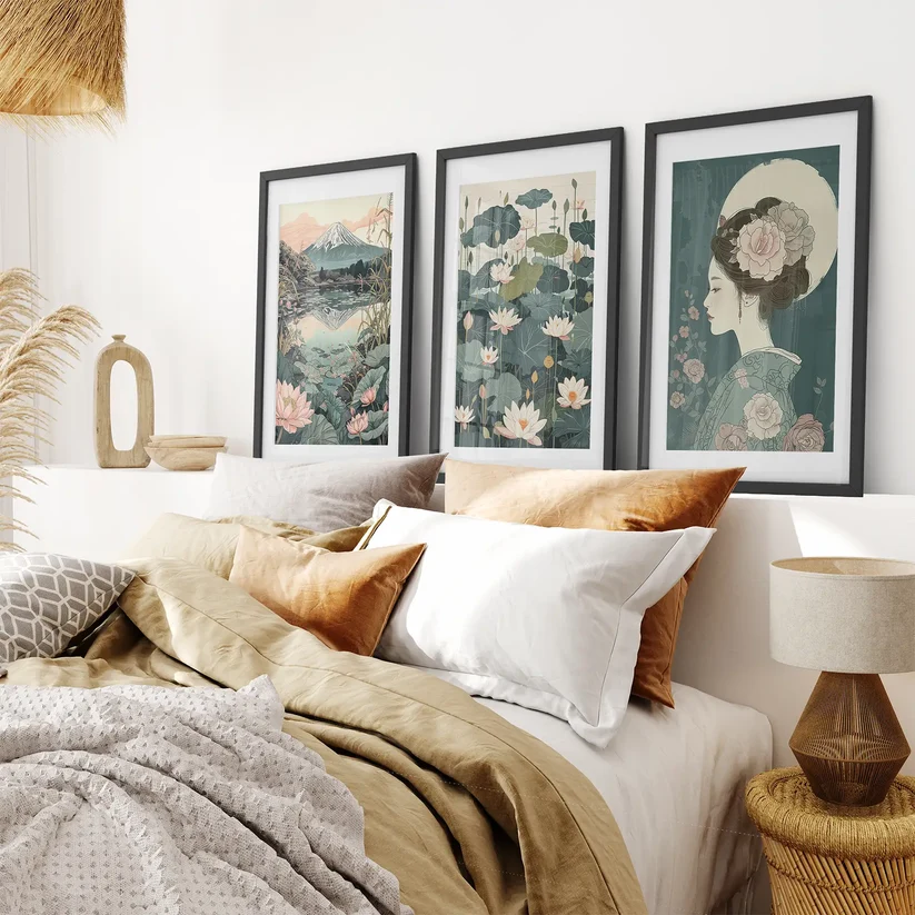 Lilies on the Water Set above a bed