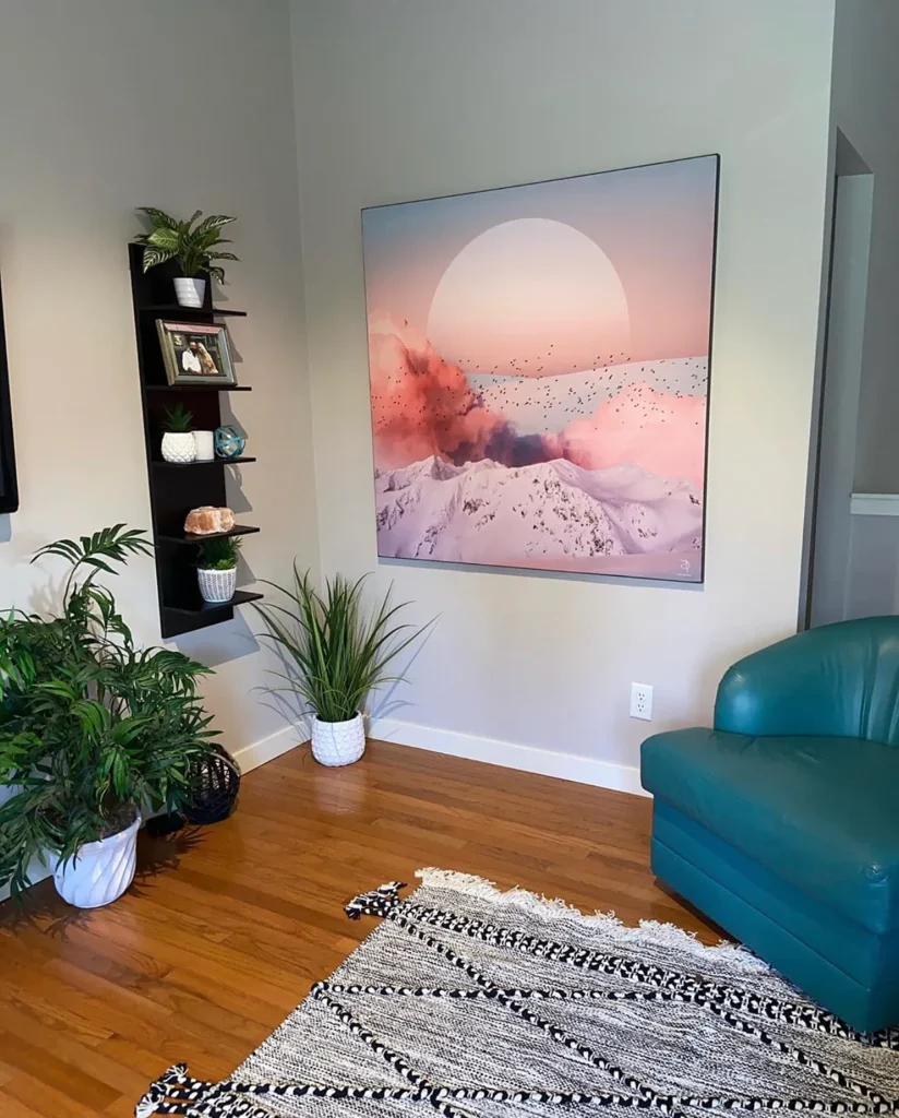 Landscape of Calmness wall art in small apartment room