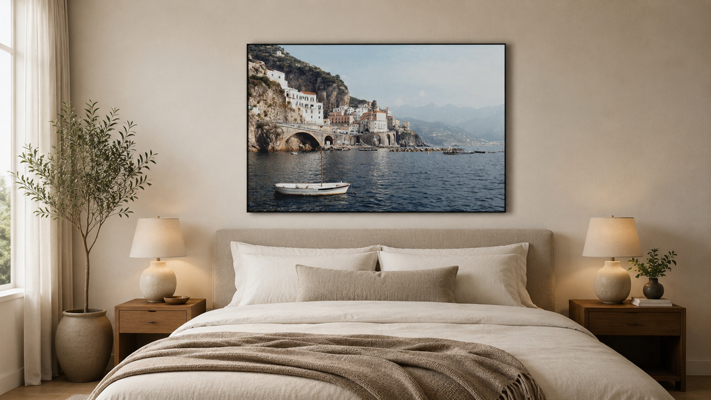 Morning in Amalfi wall art above a bed