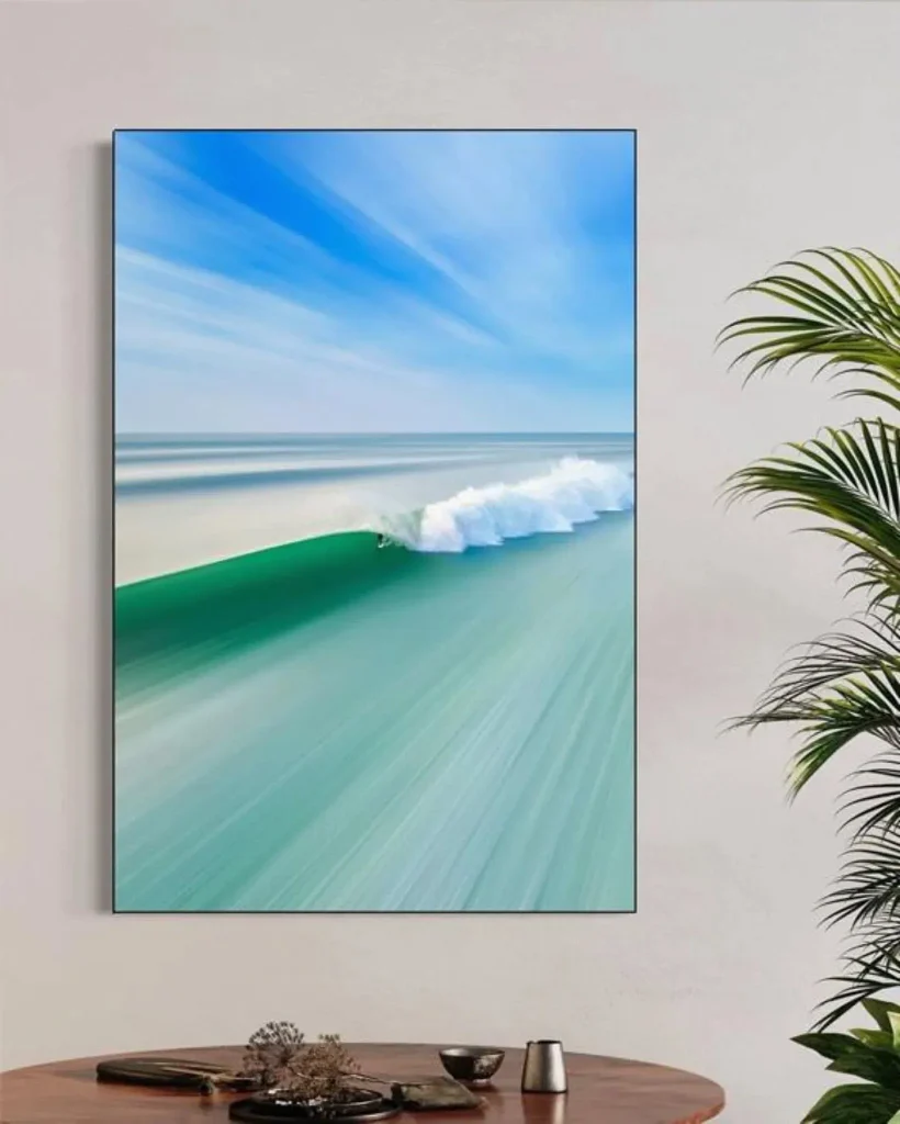 Salty Track wall art above a round table