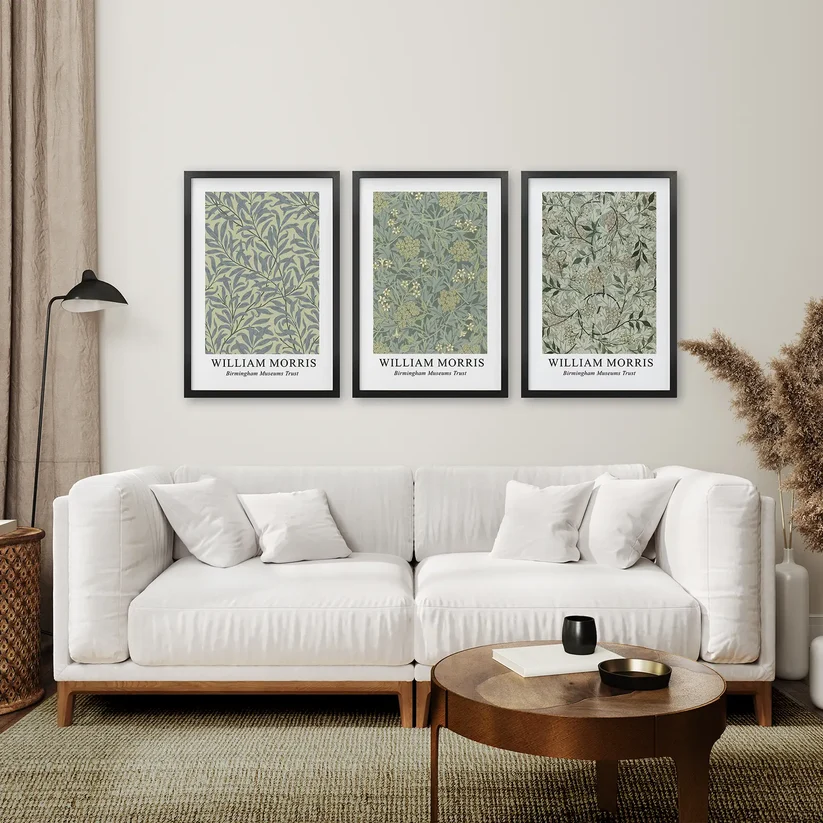 Large William Morris Floral Pattern Art Set Decor