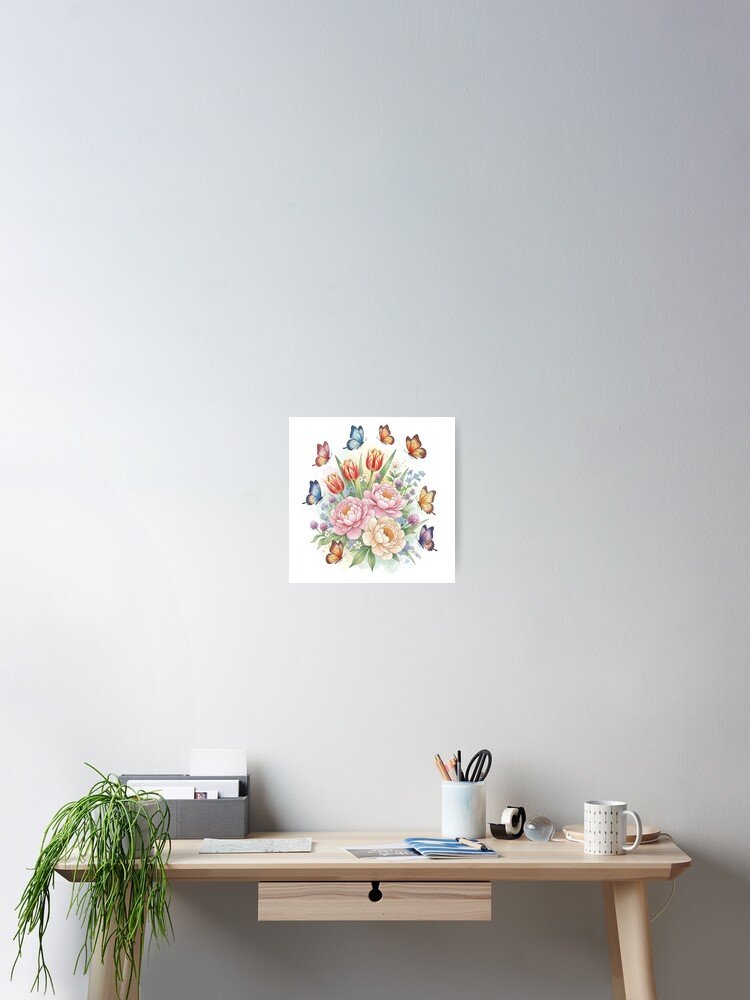 Delicate Butterfly & Floral – Botanical Spring Nature Poster