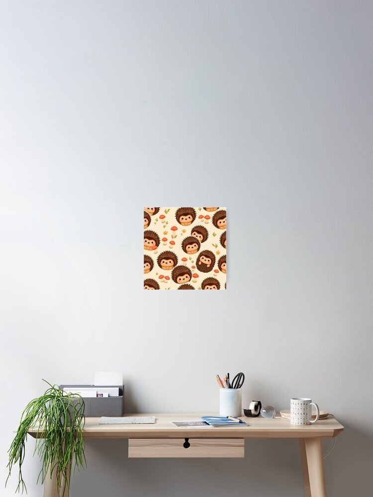Cute Hedgehog Pattern – Kawaii Forest Critter Poster