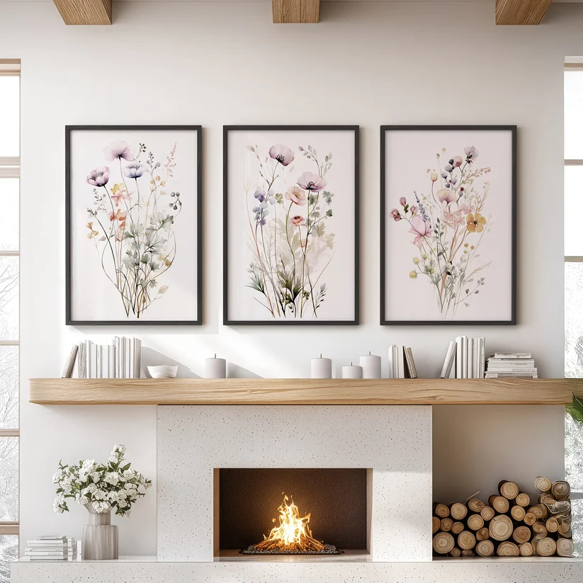 Floral Watercolor Wall Decor: Elegant Garden Set of 3 Prints