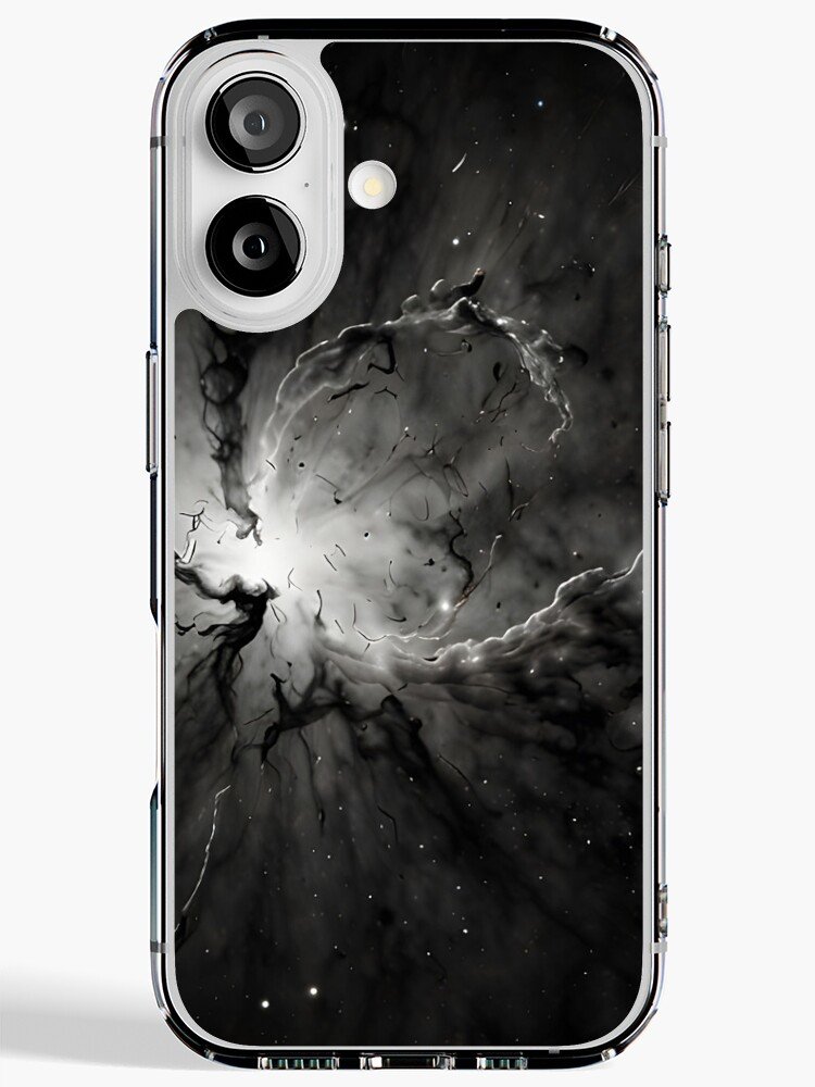 Black White Space Nebula Line Art iPhone Case