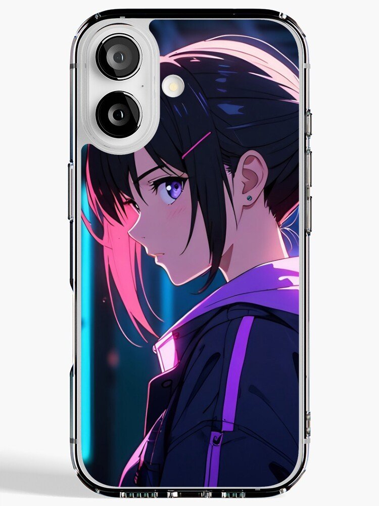 Neon anime girl aesthetic iPhone case
