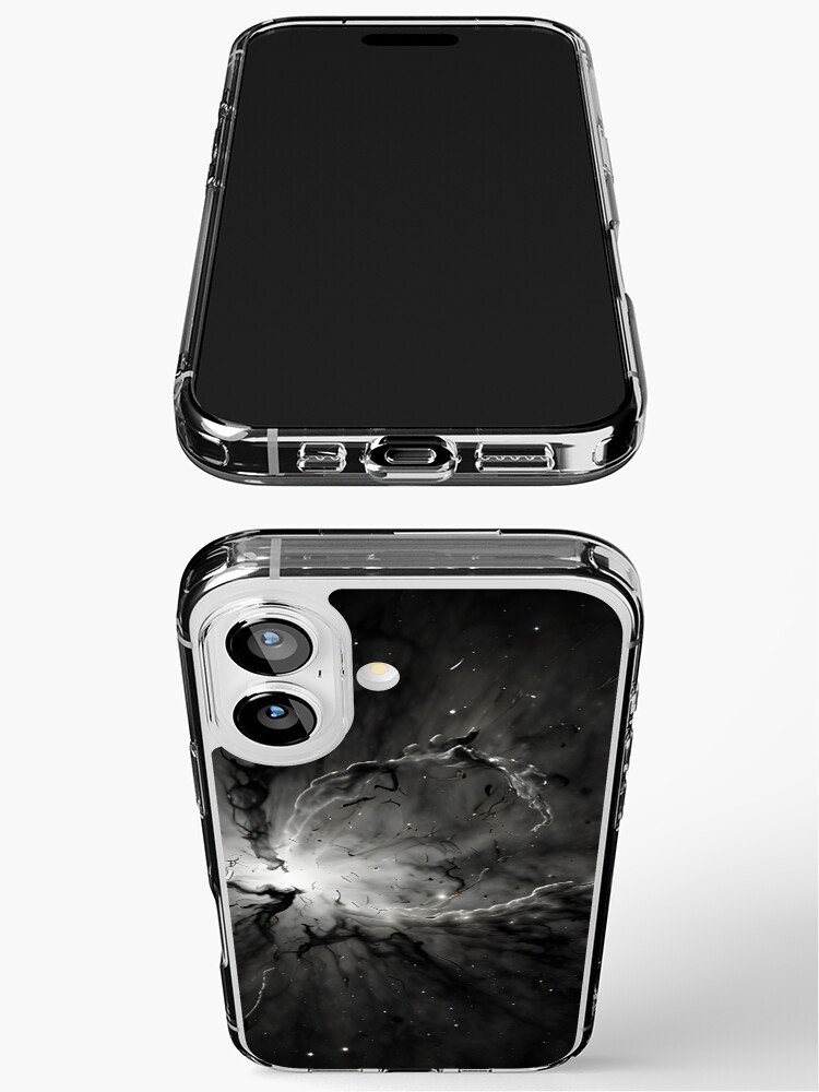 Black White Space Nebula Line Art iPhone Case