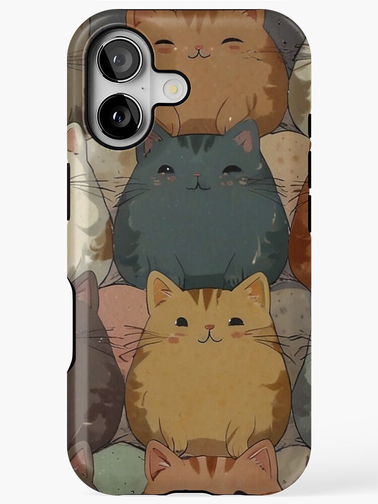 Kawaii chubby cat pattern iPhone case