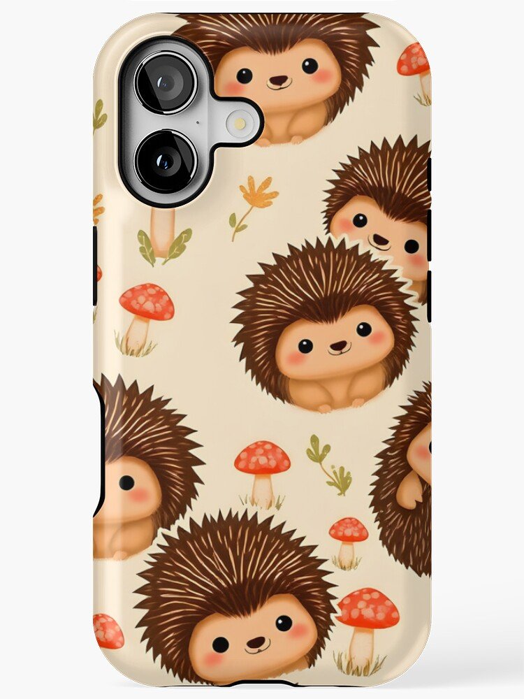 Kawaii hedgehog forest pattern iPhone case
