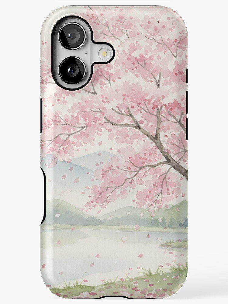 Japanese watercolor cherry blossom iPhone case